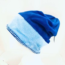 White Sierra Fleece Beanie Hat Blue Two Tone One Size Winter Slouchy Soft - $4.99