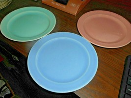 Lot of 3 LuRAY Pastels 6 1/4&quot; BREAD BUTTER Plates 1 Pink 1 Green 1 Blue EUC - £14.91 GBP