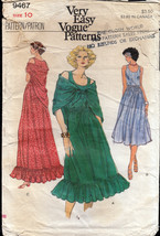 Vintage Vogue 9467 Very Easy Dress and Shawl Date 1976 Size Bust 32 1/2 Waist 25 - £6.79 GBP