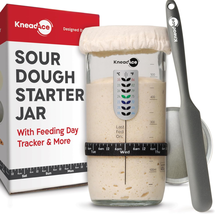 Sourdough Starter Jar with Date Marked Feeding Band, Thermometer, Sourdo... - £30.33 GBP