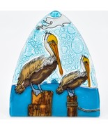 Handmade Fused Art Glass Coastal Pelican Bird Nightlight Night Light Ecu... - £22.15 GBP