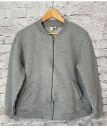 Eileen Fisher Gray Quilted Flight Jacket Zip Women’s L - $421.98 MXN