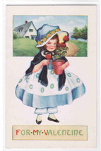 Pretty Girl Flower Pot Valentine&#39;s Day 1910c postcard - $5.45