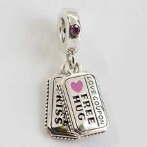 Valentine Release 925 Sterling Silver Love Coupon Dangle Charm With Enamel  - £14.54 GBP