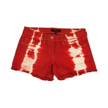 Isabel Marant cotton cut off red &amp; white tie dye button denim jeans shor... - $98.01