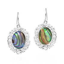 Victorian Inspired Oval Abalone Shell Inlay on Sterling Silver Dangle Earrings - £16.60 GBP