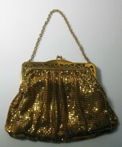 Vintage Whiting &amp; Davis Gold-tone Mesh Kiss-lock Purse/Bag - $215.82
