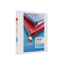 Staples Heavy Duty 1&quot; 3-Ring View Binder White (24667) 82696 - $17.99