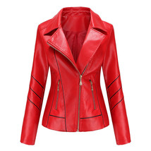 Veste en cuir femme rouge motard moto agneau taille SML XL XXL 3XL sur m... - £109.53 GBP+