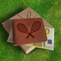 Tennis Gift Personalized Customized Personalised Leather Handmade Mens Wallet - £35.97 GBP