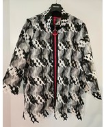 New IC COLLECTION JACKET 1X Artsy Black White Abstract Cutwork Contrast Zip - $67.58 CAD