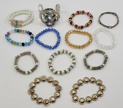 *L3) Mixed Lot of 13 Costume Jewelry Bracelets Beaded Metal - $182.25 MXN