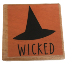 Hampton Art Rubber Stamp Halloween Witch Hat Wicked Card Making Word Fall Autumn - £3.93 GBP