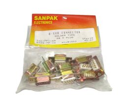 Pack of 10 x DB9 Plug Male 9-Pin D-SUB Solder Type Connector NOS SANPAK - $9.89