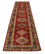 3 x 10 ft Super Kazak Evil Eye Protection Motif carpet runners for hallw... - £777.85 GBP