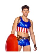 Captain America Costume Tank Top Shorts Harness Utility Belt Star Stripe... - $1,710.48 MXN