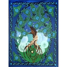 Tree of Life Cotton Tapestry, 52&quot;x76&quot; Wall Hanging! - £19.79 GBP