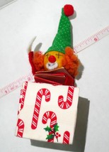 Jack in the Box Ornament Vintage Fabric Candy Canes lte 1960&#39;s paperboard box - £19.78 GBP