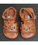 Vintage Smurf Brown Open Toe Gold Buckle Sandals Shoes Baby / Toddler Si... - $37.44 CAD