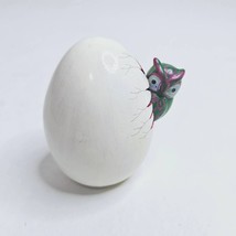 Hatched Egg Pottery Bird Single Green Owl Mexico Hand Painted Clay Signe... - $14.83