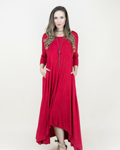Free Falling Solid Color 3/4 Sleeve Drapey Maxi Dress ( One Size Fits Most) - $49.99