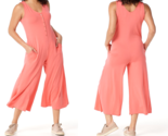 AnyBody Cozy Knit Luxe Button Down Sleeveless Jumpsuit- HOT CORAL, XS - $21.04