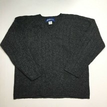 Vintage 90s Express Bleus Women&#39;s V Neck Sweater Charcoal Gray Size Smal... - £39.22 GBP