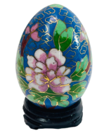 Floral Wood Egg w/Bright Flowers, Handmade w/Original Stand &quot;MINT&quot;. - $20.10 CAD