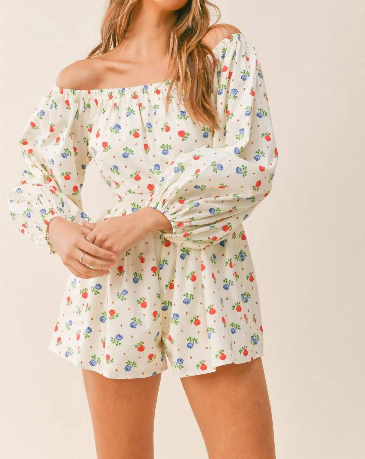 Mable Floral Off Shoulder Romper Size S - $30.69