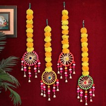 4 Set Artificial Marigold Flower Toran Home Door - £19.55 GBP