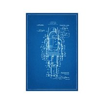 Underwater Armor Patent Design 2 - Blueprint Style - Art Print - 36" tall x 24"  - £40.65 GBP