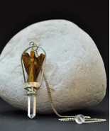Brown Tiger Eye Angel Pendulum with Crystal Point - €42,96 EUR+