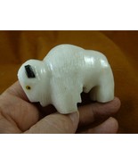 (Y-BUF-484) 2-3/4&quot; White Alabaster + onyx BUFFALO bison gemstone figurin... - £16.59 GBP