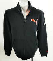 Puma Large Cat Mens Jacket Size M Black Red Zip Front Logo New Tags - $38.55