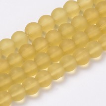 Transparent Glass Bead LOT OF 10 Strands Frosted round Pale Goldenrod 8mm   FG99 - £5.30 GBP