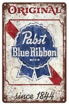 Original Pabst Blue Ribbon Beer Since 1844 Vintage Novelty 8&quot; x 12&quot; Metal Sign - £7.07 GBP