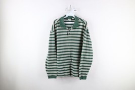 Vtg 90s Gap Mens XL Faded Striped Color Block Collared Long Sleeve Rugby Polo - £42.84 GBP