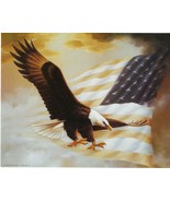 Unframed 8 x 10 Patriotic Wall Art Print Proud Eagle with the USA Flag Poster