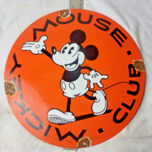 VINTAGE DISNEY MICKEY MOUSE CLUB PORCELAIN SIGN PUMP PLATE GAS STATION O... - £90.79 GBP