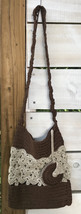 Handcrafted Handbag Crochet Knit Hobo Shoulder Bucket Bag Taupe Brwn +Coin Purse - £15.90 GBP