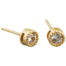 Anyco Earrings Stud Simple Color Lace Zircon Round Small Trendy Gold Charm - £15.20 GBP