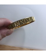 Vintage Crown Trifari M Diamond Cut Brushed Gold Tone Bangle Bracelet - $14.01