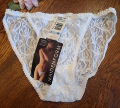 NWT Vintage Maidenform Private Affair STRETCH LACE STRING BIKINI Sz 6 WH... - $33.85