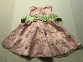 Toddler Girl's George Beautiful Pink & Green Dress 18 M Tulle Slip Button Back  - $8.99