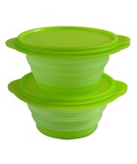 2 Tupperware Flat Out Collapsible Storage Containers Lime Green 3 Cups w... - £14.15 GBP