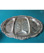 WALLACE BARROQUE PATTERN SILVERPLATE  MEAT TRAY  PLATTER divided 22 X 16&quot;  - £112.55 GBP