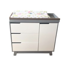 Modern Baby Changing Table Dresser w/ 3 Drawers &amp; Cabinet Storage Gray W... - $75.00