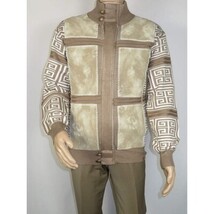 Men's Fancy European Sweater Jacket By Silversilk Fashionable 11012 Tan image 8