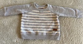 7 For All Mankind Boys Gray White Striped Raglan Sweatshirt 6-9 Months - £7.32 GBP