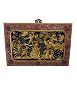 ANTIQUE CHINESE TEMPLE WOOD CARVING PANEL GOLD LEAF GILT EMPERORS/WARRIO... - €831,21 EUR